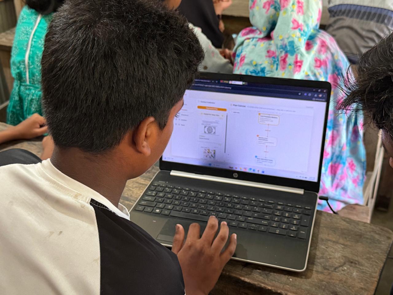 A student working through the plan canvas